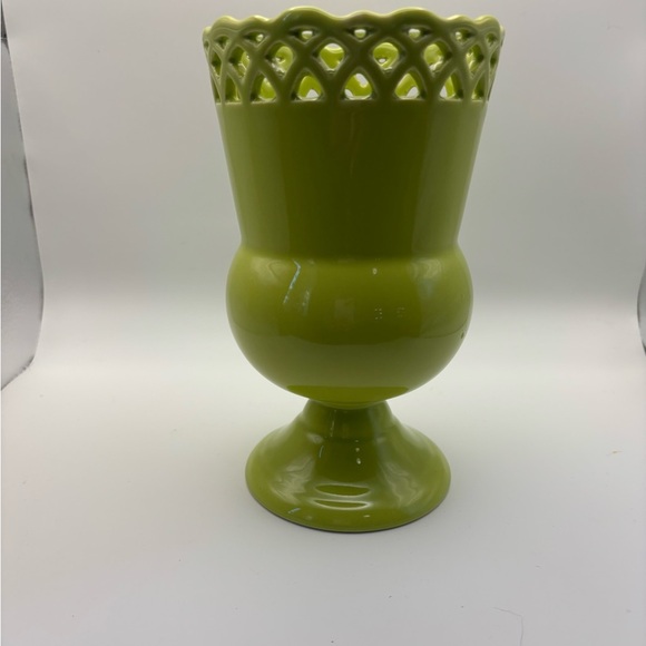 Anthropologie Lime Green Ceramic Vase - Picture 2 of 5